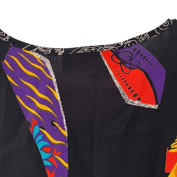 Platinum By Dorothy Schoelen Vintage Black Tie Print Tank Blouse size medium - Picture 6 of 6